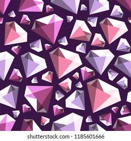 Low poly gem diamond seamless vector pattern
