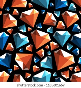 Low poly gem diamond seamless vector pattern