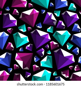 Low poly gem diamond seamless vector pattern
