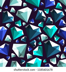 Low poly gem diamond seamless vector pattern