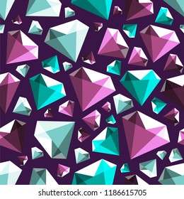 Low poly gem diamond seamless vector pattern