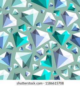 Low poly gem diamond seamless vector pattern