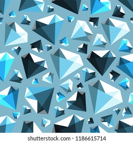 Low poly gem diamond seamless vector pattern