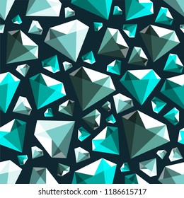 Low poly gem diamond seamless vector pattern