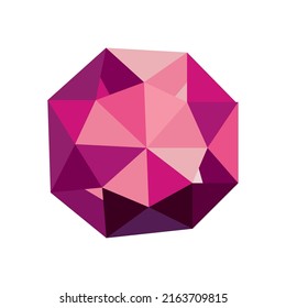 low poly gemstone over white