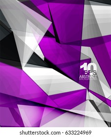 Low poly geometric 3d shape futuristic modern background. Vector blank template for your text or design