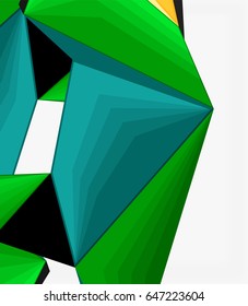 Low poly geometric 3d shape futuristic modern background. Vector blank template for your text or design