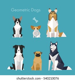 low poly geometric animal dog vector illustration flat design