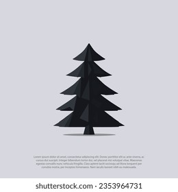 Pino de Navidad bajo, geométrico, negro y blanco. Ilustración del logotipo del vector 
