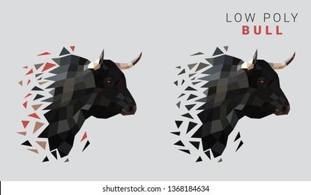 Low Poly Geometric Bull Head Abstract - Vector