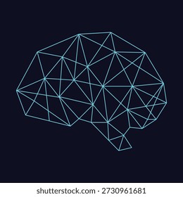 Ilustración vectorial de malla cerebral humana digital de bajo poli geométrico