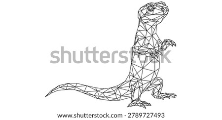 Low poly geometric dinosaur lizard reptile polygon wireframe outline vector illustration design art