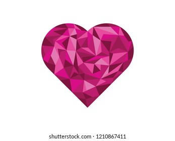 Low Poly Geometric Heart Element Illustration Vector