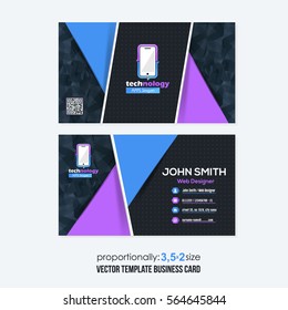 Low Poly Geometric Illustration Style Abstract Polygonal Elements Vector Business Card Design. Front and Back Presentation Isolated on Background