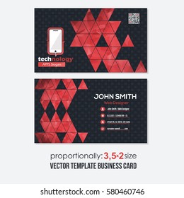 Low Poly Geometric Illustration Style Abstract Polygonal Elements Vector Business Card Design. Front and Back Presentation Isolated on Background