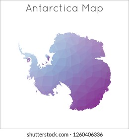Low poly geometric map of Antarctica in a mosaic style.