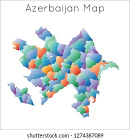 Low poly geometric map of Azerbaijan in a mosaic style, showing the country's borders.
