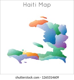 Low poly geometric map of Haiti in a mosaic style.