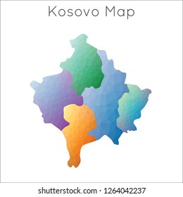 Low poly geometric map of Kosovo in a mosaic style, showing its borders.