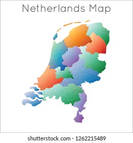 Low poly geometric map of the Netherlands.