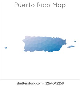 Low poly, geometric map of Puerto Rico in a mosaic style.