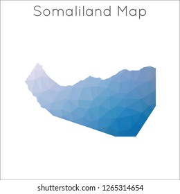 Low poly geometric map of Somaliland with mosaic style design.