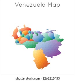 Low poly geometric map of Venezuela in a mosaic style.