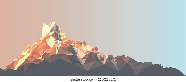 Low Poly Geometric Mountain Vector Landscape Of Himalayas