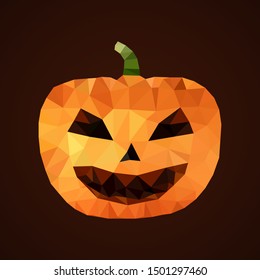low poly geometric pumpkin of colored triangles of different sizes and yellow and orange colors. multicolor pumpkin triangulation. Happy Halloween holiday concept. vector illustration
