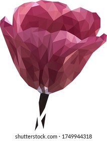 Flor púrpura geométrica baja. Ilustración del vector