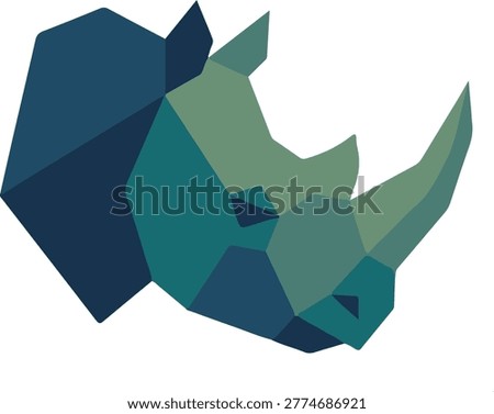 Low Poly Geometric Rhino Head Logo Vector – Polygonal Blue Green Rhinoceros Icon.