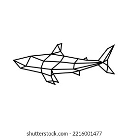 Low poly geometric shark logo vector illustration