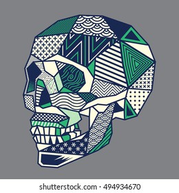 Low Poly Geometric Skull Head Illustration