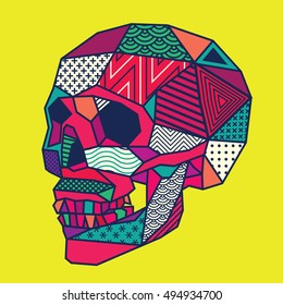 Low Poly Geometric Skull Head Illustration