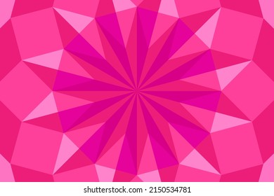 Low poly Geometric star shaped background. Pink Colorful Decorative rosette. Vector illustration