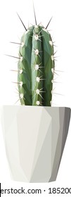Low poly, geometrical, illustration of a barrel cactus