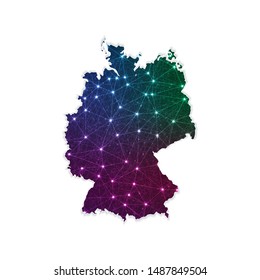 Low poly Germany map in geometric polygonal on white background. Vector Illustration Eps10.
