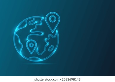 Low Poly Global Icon Background: Modern Geometric Design with Abstract Shapes and Vibrant Colors