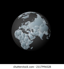 Low poly globe centered to Armenia. Red polygonal country on the globe. Satellite view of Armenia. Authentic vector illustration.