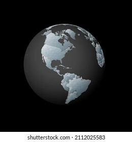Low poly globe centered to Bahamas. Red polygonal country on the globe. Satellite view of Bahamas. Radiant vector illustration.