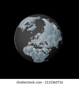 Low poly globe centered to Latvia. Red polygonal country on the globe. Satellite view of Latvia. Captivating vector illustration.