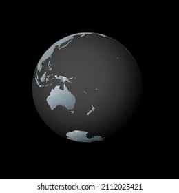 Low poly globe centered on Vanuatu. Red polygonal country on the globe. Satellite view of Vanuatu. Powerful vector illustration.