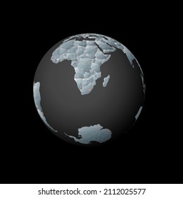 Low poly globe centered on Lesotho. Red polygonal country on the globe. Satellite view of Lesotho. Authentic vector illustration.