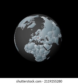 Low poly globe centered on Slovakia. Red polygonal country on the globe. Satellite view of Slovakia. Neat vector illustration.