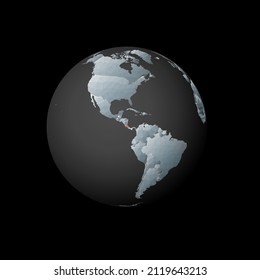 Low poly globe centered on Costa Rica. Red polygonal country on the globe. Satellite view of Costa Rica. Modern vector illustration.
