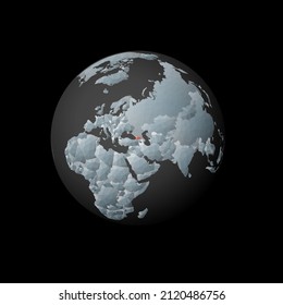 Low poly globe centered on Georgia. Red polygonal country on the globe. Satellite view of Georgia. Elegant vector illustration.