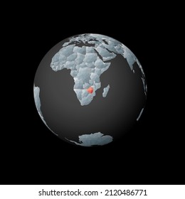 Low poly globe centered to Zimbabwe. Red polygonal country on the globe. Satellite view of Zimbabwe. Trendy vector illustration.