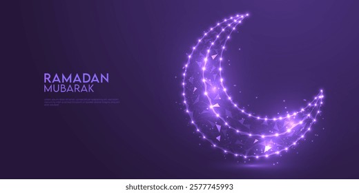 Low Poly Glowing Ramadan Mubarak background
