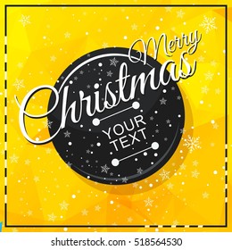 Low poly gold christmas modern card. Flat vector cartoon christmas card illustration. Objects isolated on background.