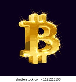 low poly golden design bitcoin